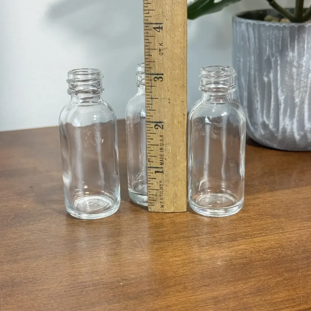 Clear Glass Bottles Empty Refillable Round Travel Size Apothecary